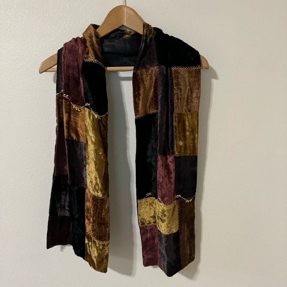 Accessory Street Patchwork Velvet Embroidered Sca… - image 1